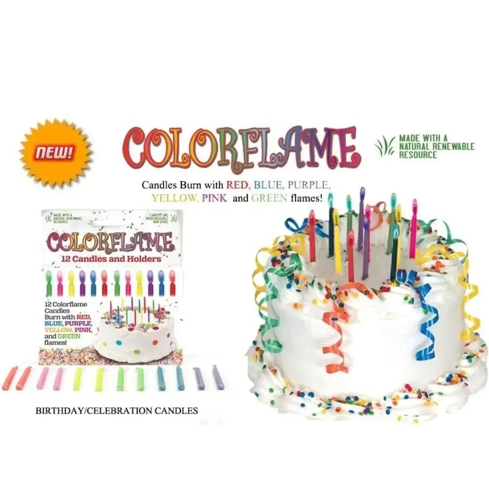 Colorflame Multicolor Celebration Candles & Holders Bundle Of 3 Boxes (36) NIB